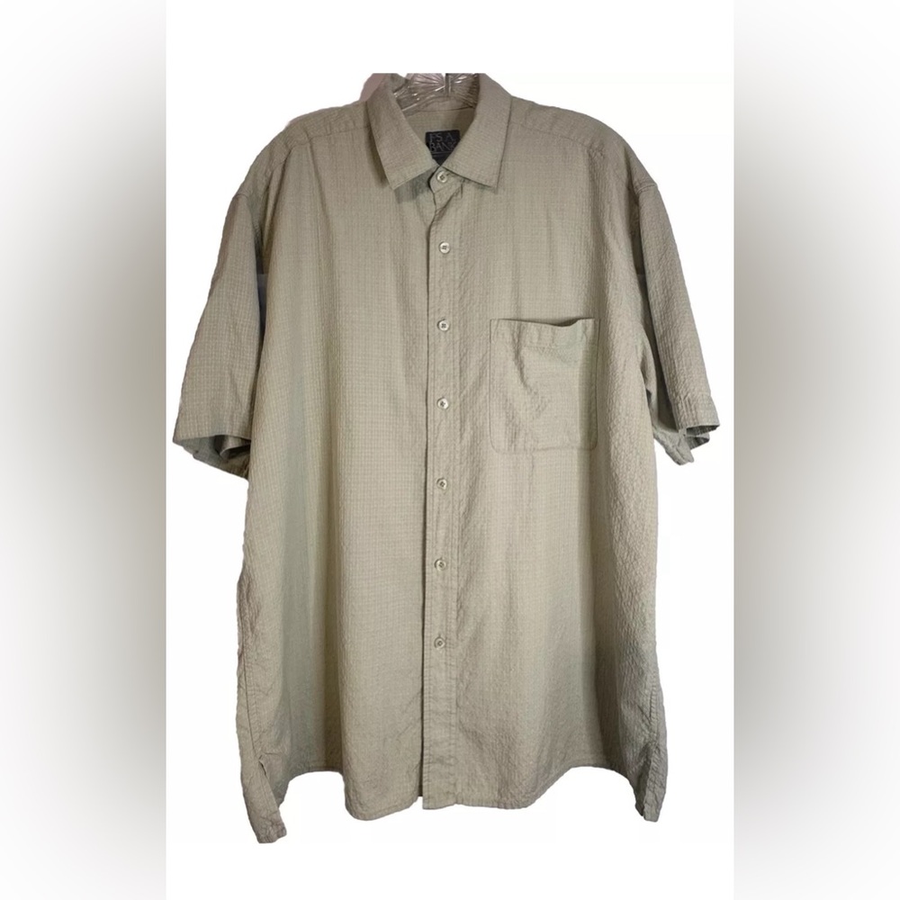JoS A Bank Sage Green Short Sleeve Button Down Shirt Silk Size Large Pre-owned